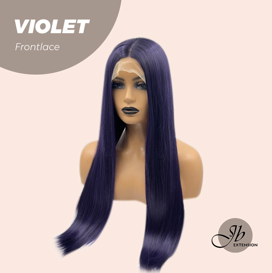 JBEXTENSION 26 Inches Dark Purple Color Long Straight Frontlace Glueless Wig VIOLET