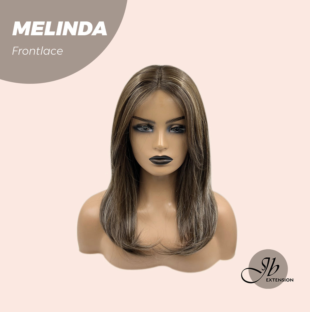 JBEXTENSION 18 Inches Brown With Highlight Pre-Cut Frontlace Glueless Side Part Wig MELINDA
