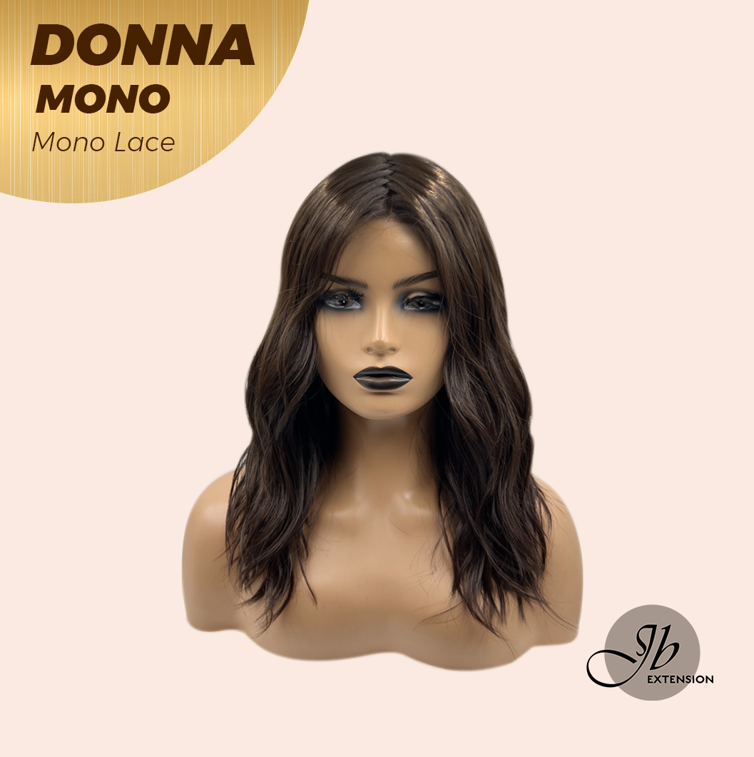 JBEXTENSION DONNA MONO Monofilament Handmade Wig 6X5 Full Monofilament Hand Tied Top Wig 18 Inches Dark Brown Wave Mono Lace Wig With Anti-slip Silicone Strips Glueless Wig DONNA MONO【BENDY EAR TABS】