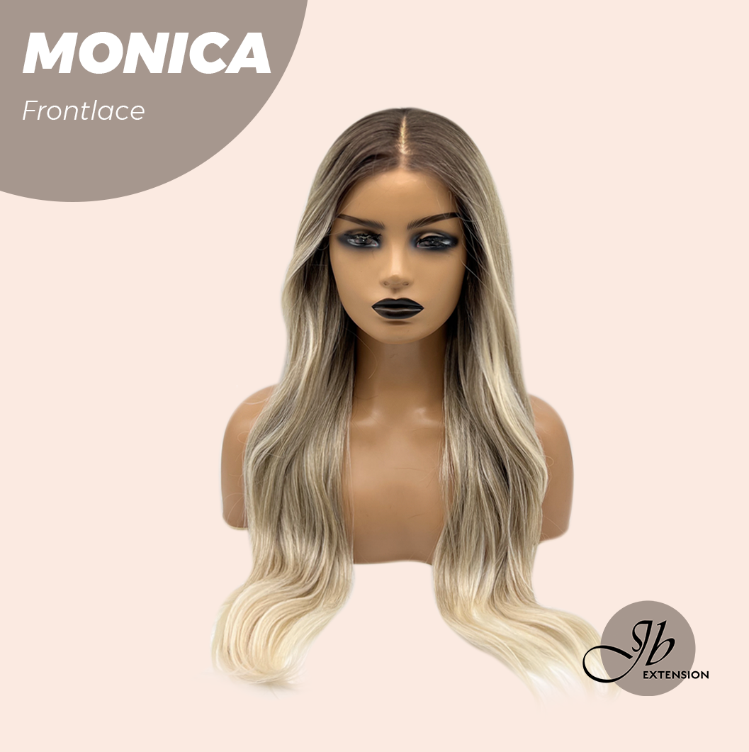 HOT OF SEASON - 26 Inches Curly Ash Blonde with Dark Root Pre-Cut Frontlace Glueless Wig MONICA