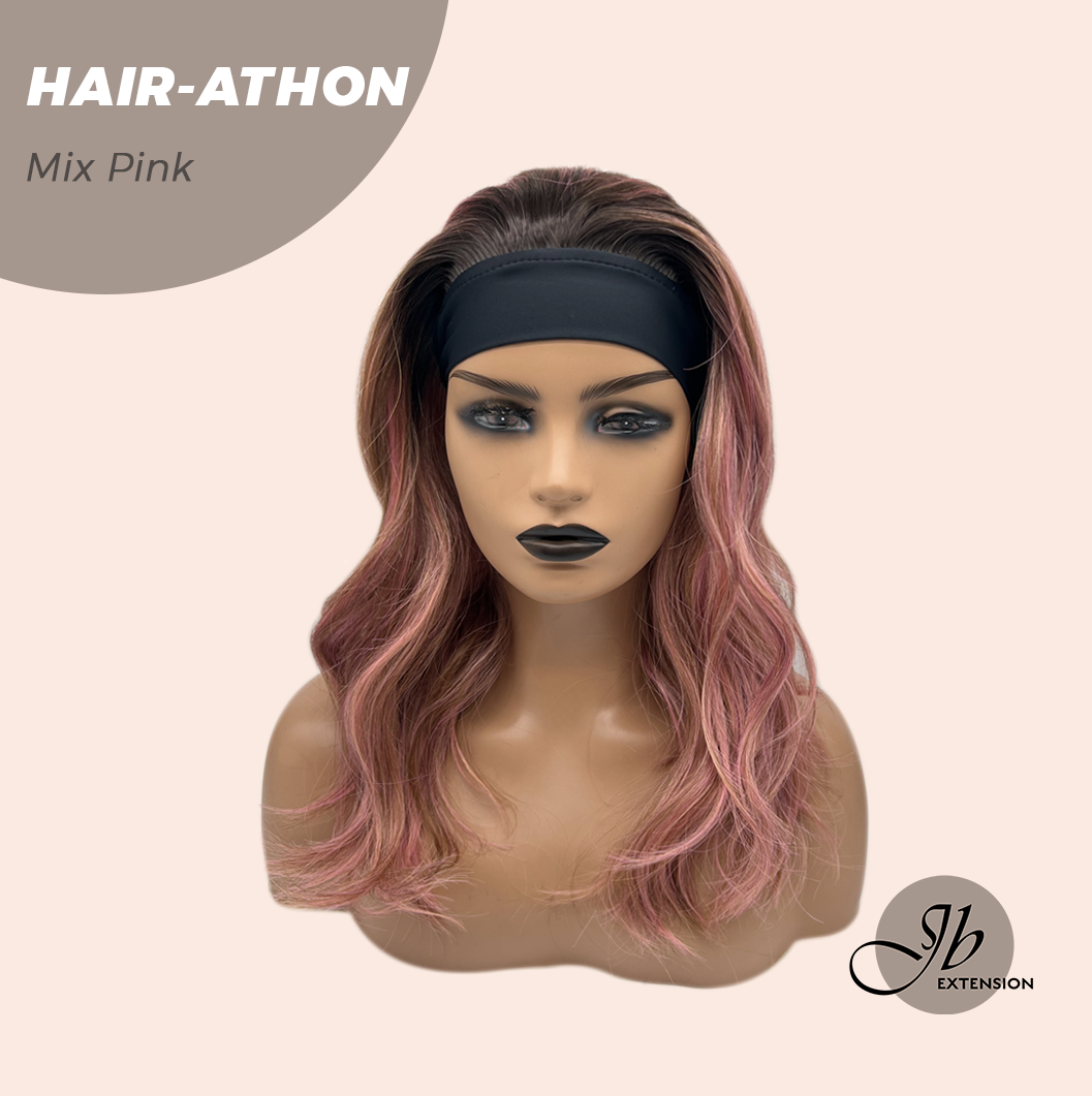 JBEXTENSION 18 Inches Curly Mix Pink Headband Wig HAIR-ATHON - MIX PINK