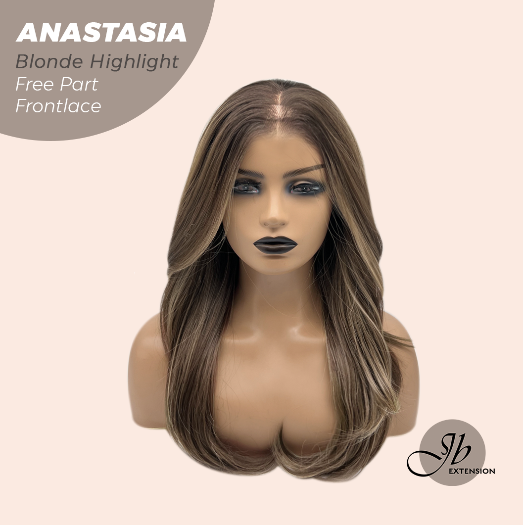 JBEXTENSION 20 Inches Blonde Highlight Curly Pre-Cut 13X3 Lace Free Part Frontlace Glueless Wig ANASTASIA BLONDE HIGHLIGHT