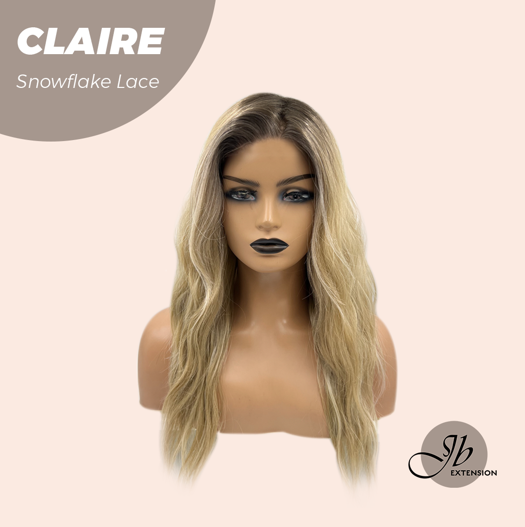 JBEXTENSION 22 Inches Mix Blonde Pre-Cut Snowflake Lace Frontlace Glueless Wig CLAIRE SNOWFLAKE【PERMATEASE】【BENDY EAR TABS】- M/L