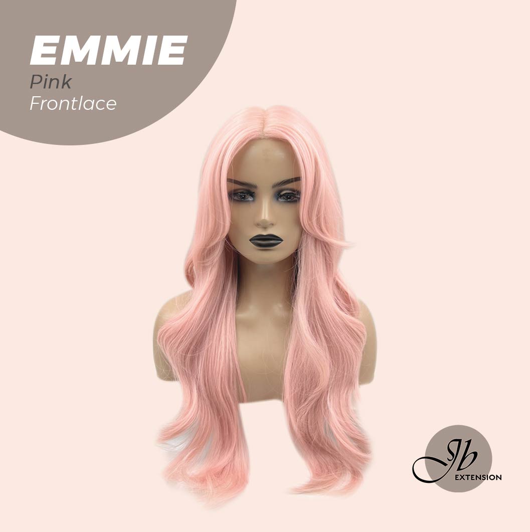 JBEXTENSION 26 Inches Curly Women Pink Wig Pre-Cut Frontlace Glueless Wig EMMIE PINK
