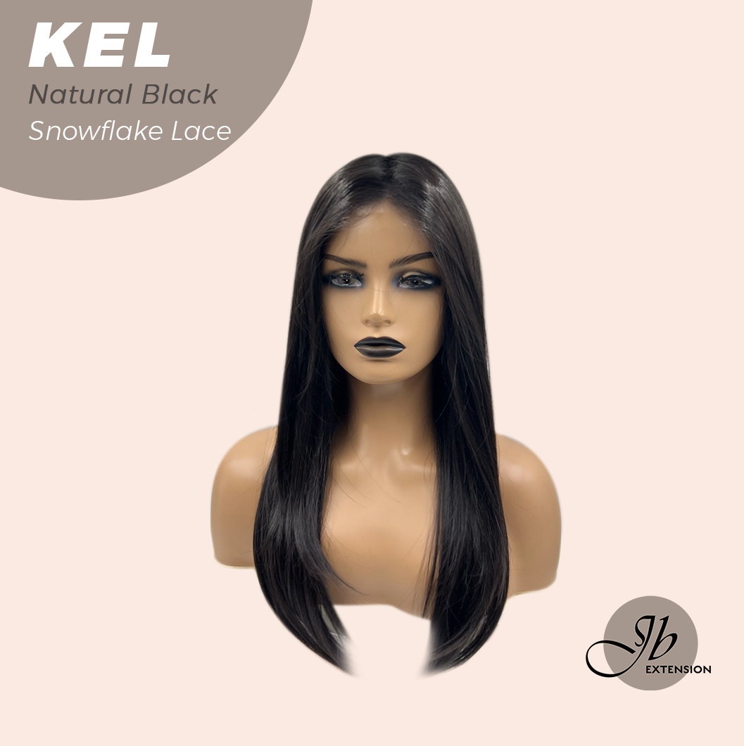 [PRE-ORDER] JBEXTENSION 22 Inches Natural Black Pre-Cut Snowflake Lace Frontlace Glueless Wig KEL NATURAL BLACK【PERMATEASE】【BENDY EAR TABS】