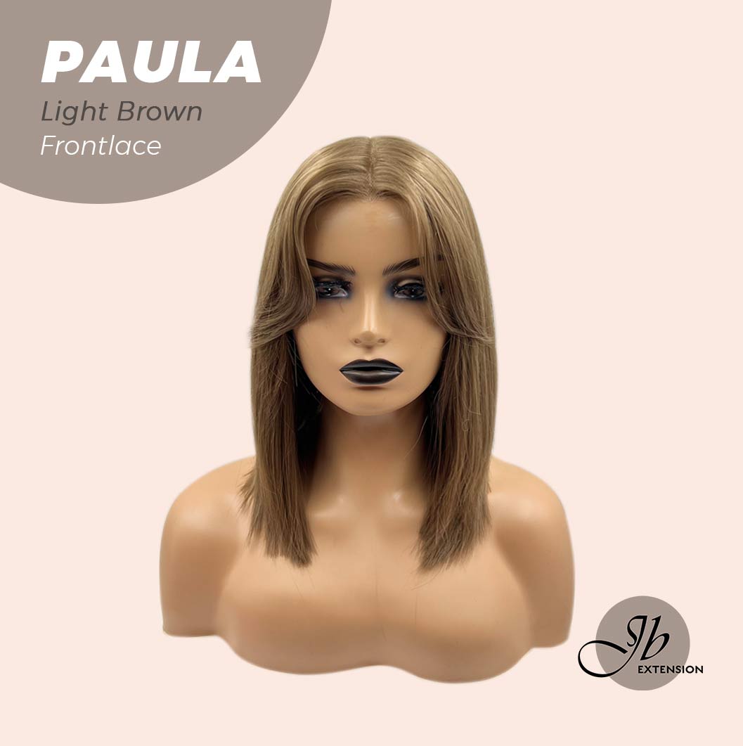 JBEXTENSION 12 Inches Bob Cut Light Brown Straight Pre-Cut Frontlace Glueless Wig PAULA LIGHT BROWN