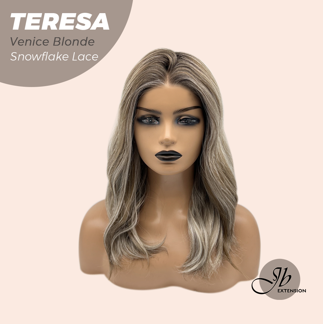 JBEXTENSION 18 Inches Venice Blonde Pre-Cut Snowflake Lace Frontlace Glueless Wig TERESA VENICE BLONDE【PERMATEASE】【BENDY EAR TABS】