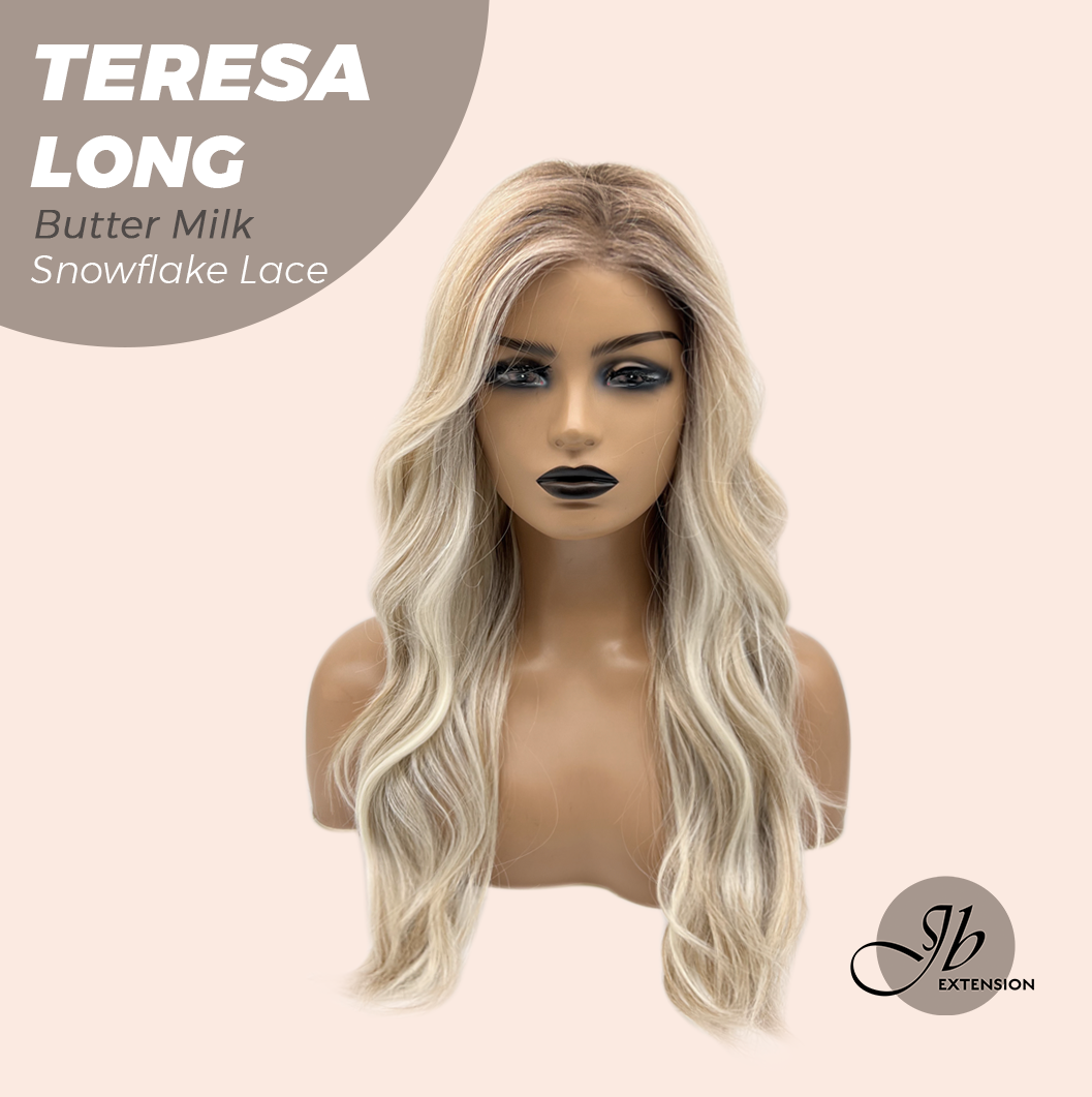 JBEXTENSION 22 Inches Long Butter Milk Pre-Cut Snowflake Lace Frontlace Glueless Wig TERESA LONG BUTTER MILK【PERMATEASE】【BENDY EAR TABS】