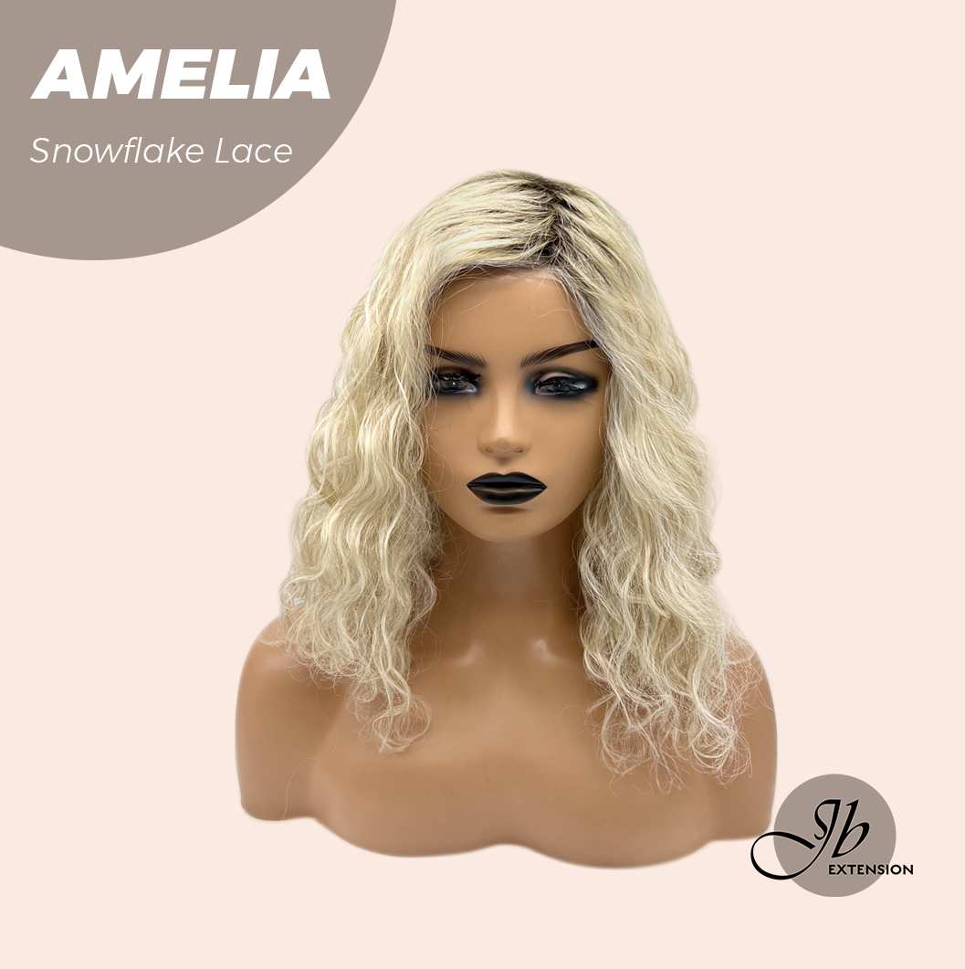 JBEXTENSION 13 Inches Deep Curly Blonde Pre-Cut Snowflake Lace Frontlace Glueless Wig AMELIA【PERMATEASE】【BENDY EAR TABS】
