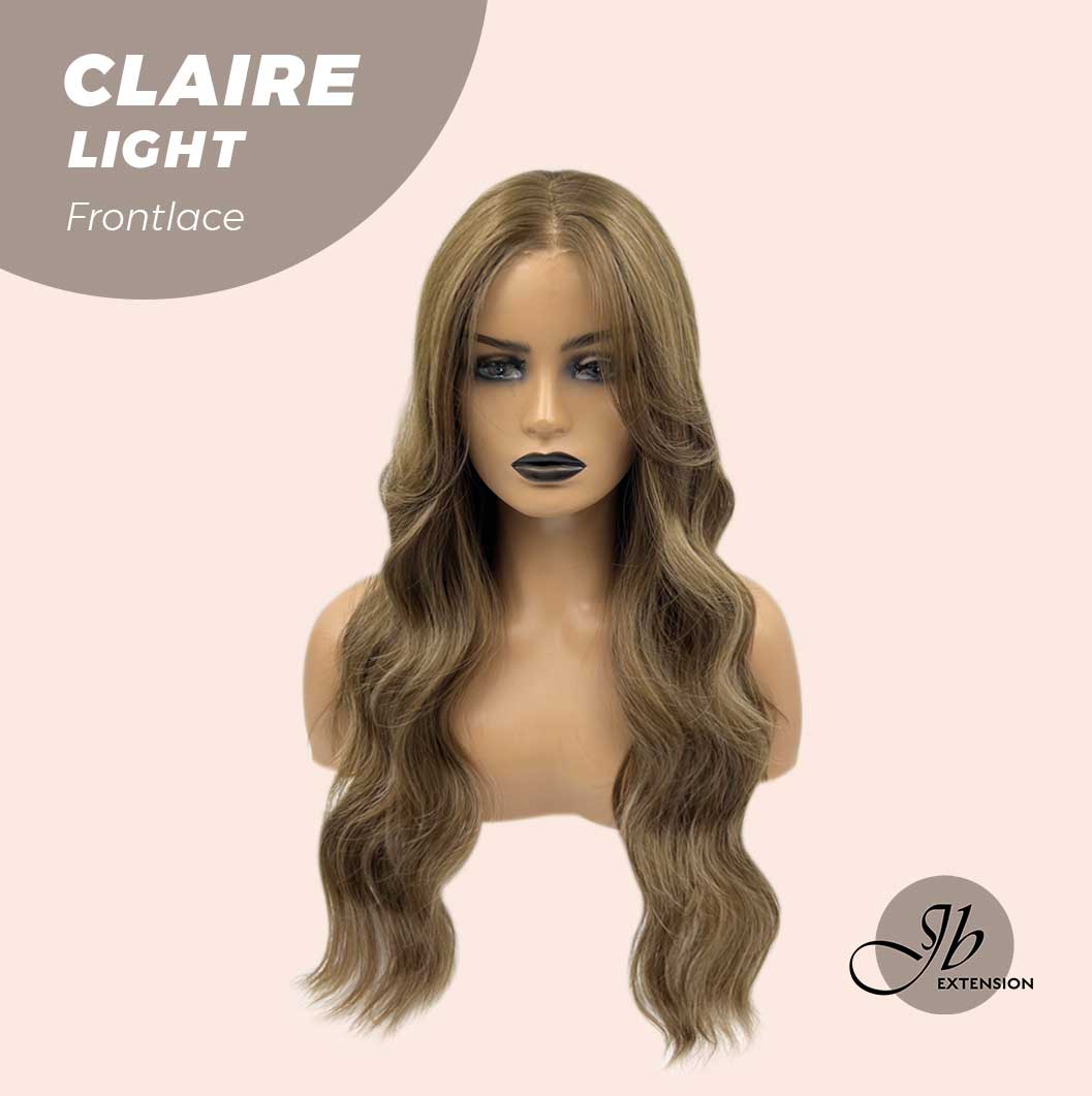JBEXTENSION 24 Inches Body Wave Light Brown With Highlight Pre-Cut Frontlace Glueless Wig CLAIRE LIGHT