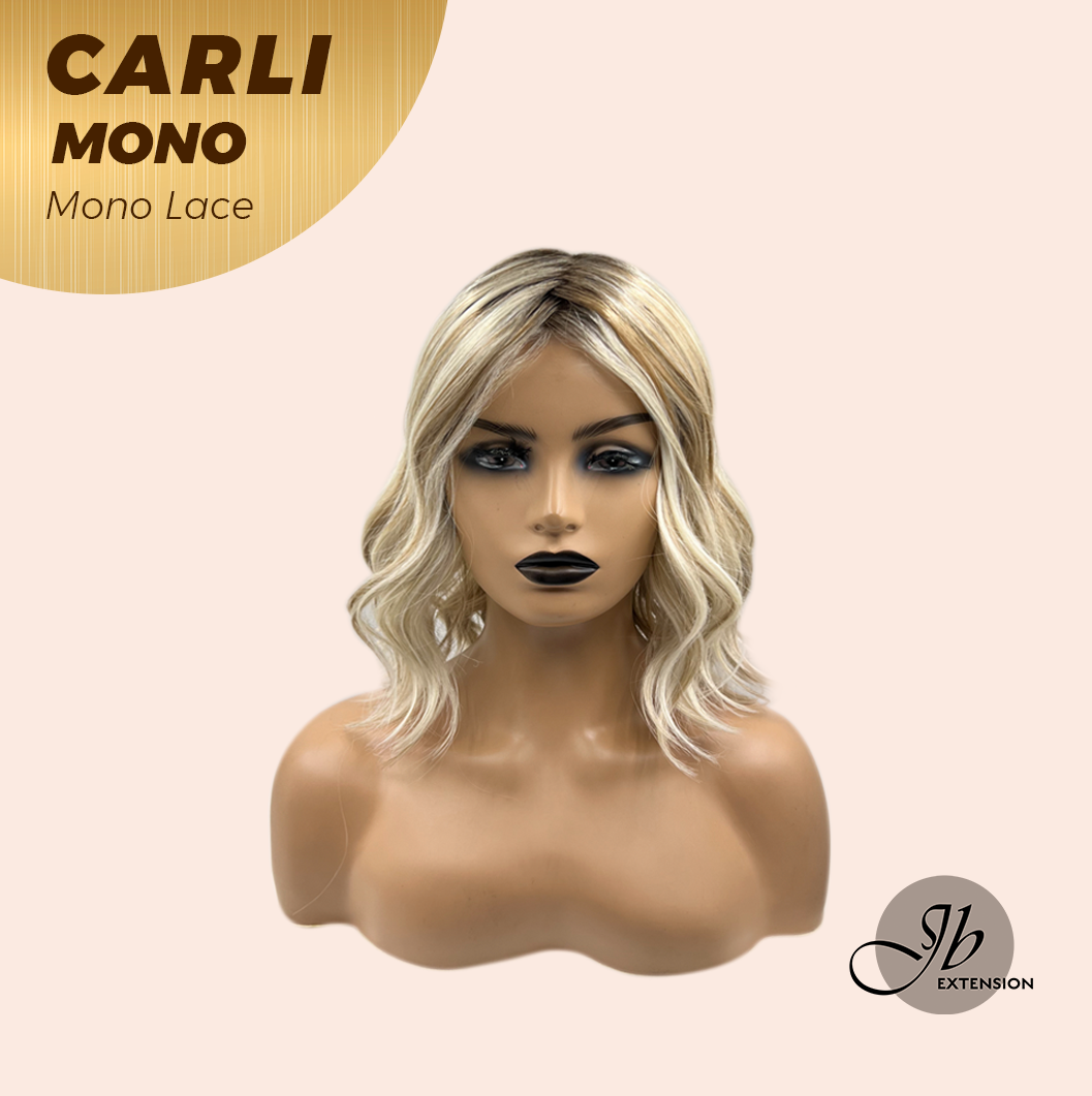 JBEXTENSION CARLI MONO Monofilament Handmade Wig 6X5 Full Monofilament Hand Tied Top Wig 14 Inches Mix Blonde Wave Mono Lace Wig With Anti-slip Silicone Strips Glueless Wig CARLI MONO【BENDY EAR TABS】