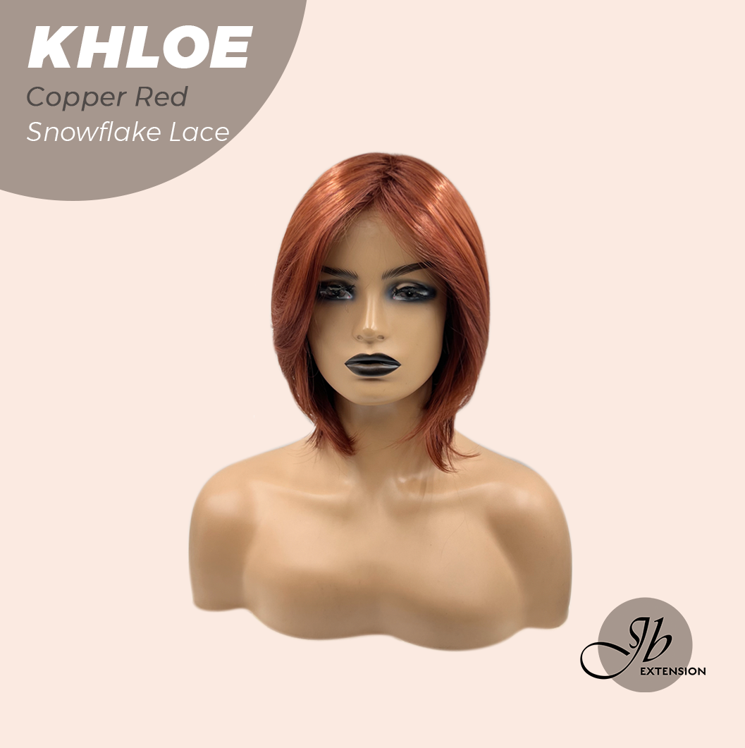 JBEXTENSION 12 Inches Bob Cut Copper Red Pre-Cut Snowflake Lace Frontlace Glueless Wig KHLOE COPPER RED【PERMATEASE】【BENDY EAR TABS】
