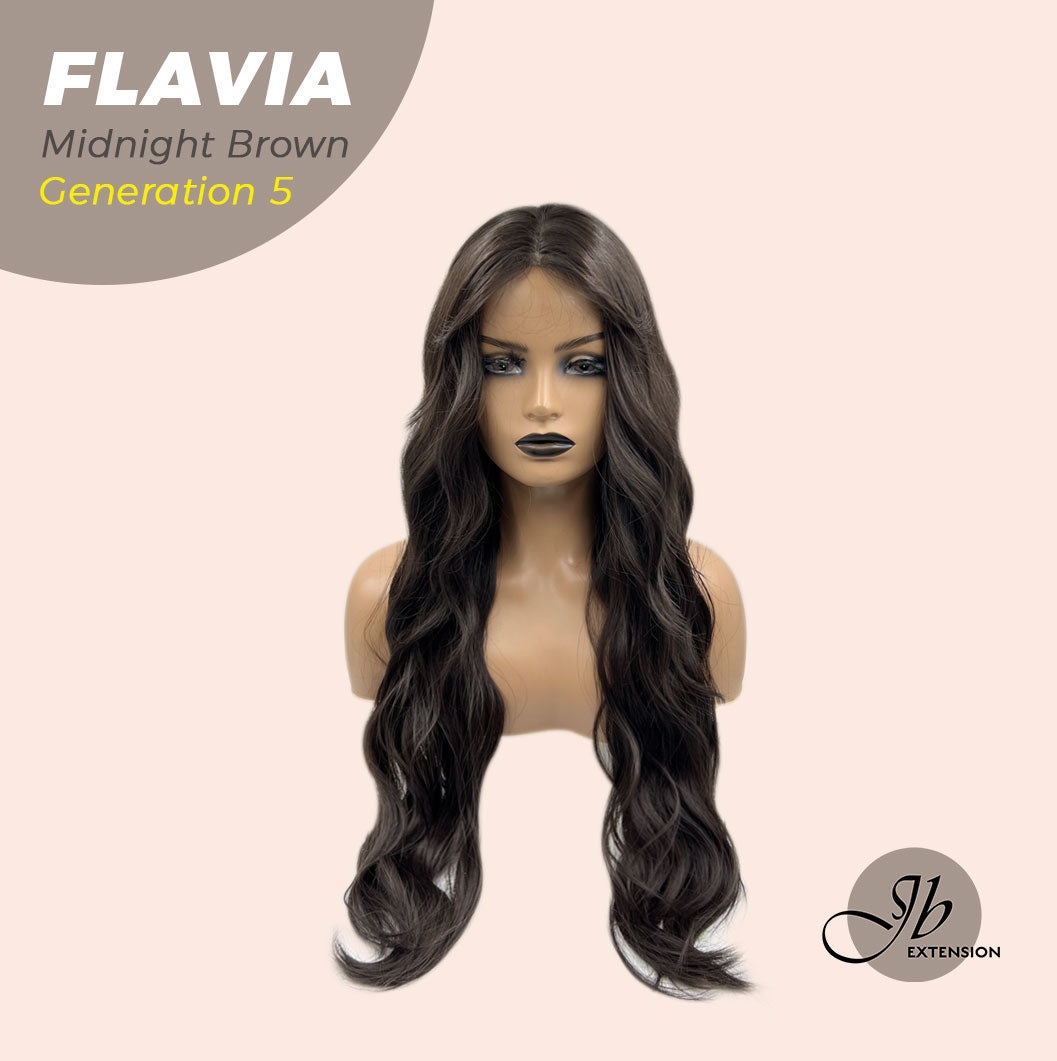 JBEXTENSION GENERATION FIVE 28 Inches Midnight Brown( Black/Brown) Body Wave Wig FLAVIA MIDNIGHT BROWN ( Black/Brown)