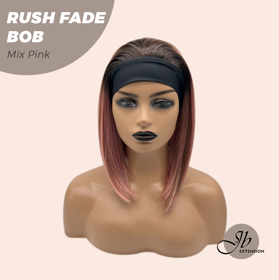 JBEXTENSION 12 Inches Short Hair Mix Pink Headband Wig RUSH FADE BOB - MIX PINK