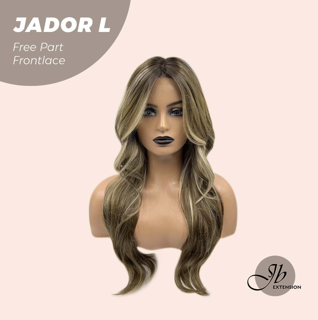 JBEXTENSION 24 Inches Blonde Highlight Curly Lace Front Wig.Pre Plucked 13*4 HD Transparent Lace Frontal Handmade Futura Fiber Swiss Lace Synthetic Fiber Pre-Cut Lace Glueless Wig JADOR L