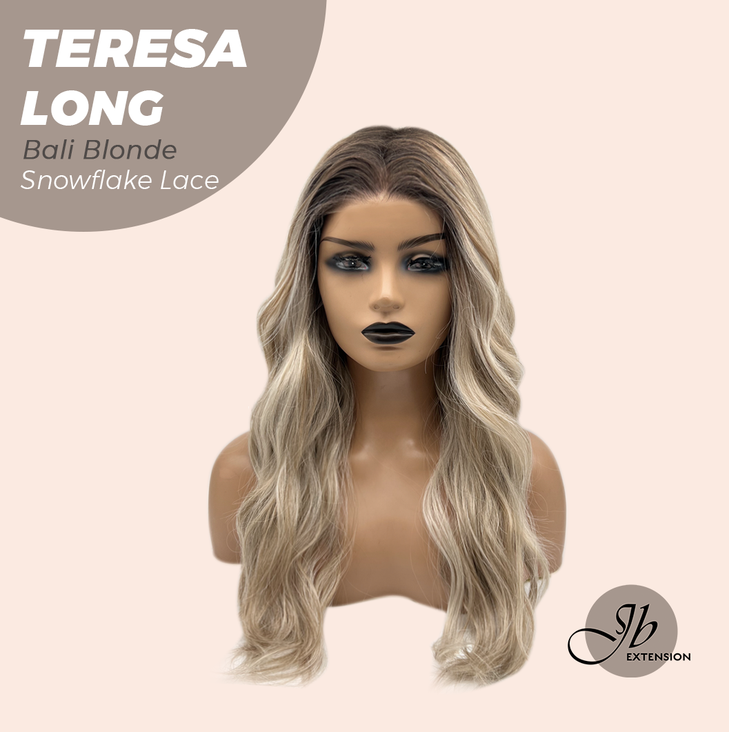 JBEXTENSION 22 Inches Long Bali Blonde Pre-Cut Snowflake Lace Frontlace Glueless Wig TERESA LONG BALI BLONDE【PERMATEASE】【BENDY EAR TABS】