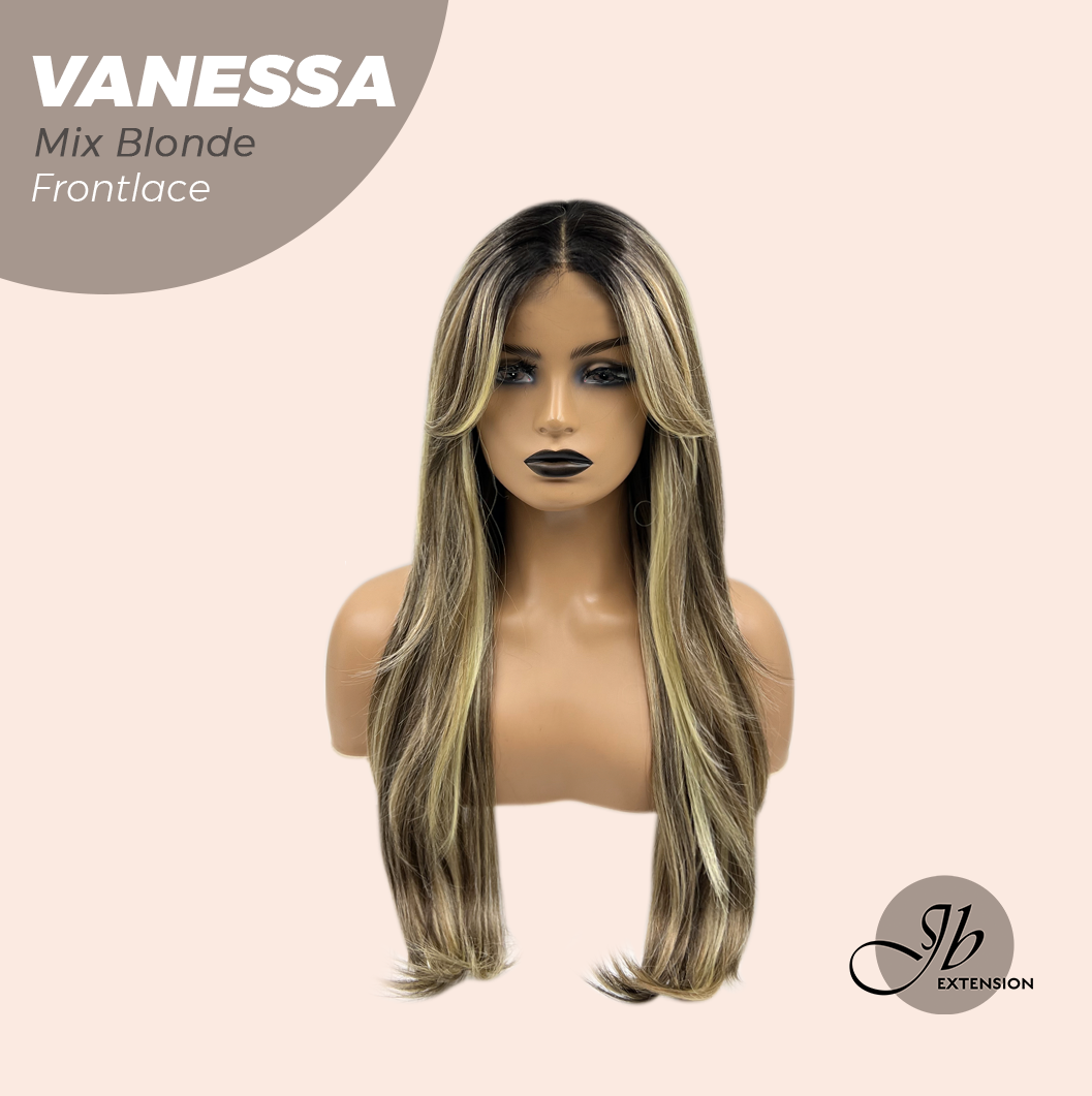 JBEXTENSION 26 Inches Curly Mix Blonde Pre-Cut Frontlace Wig VANESSA MIX BLONDE