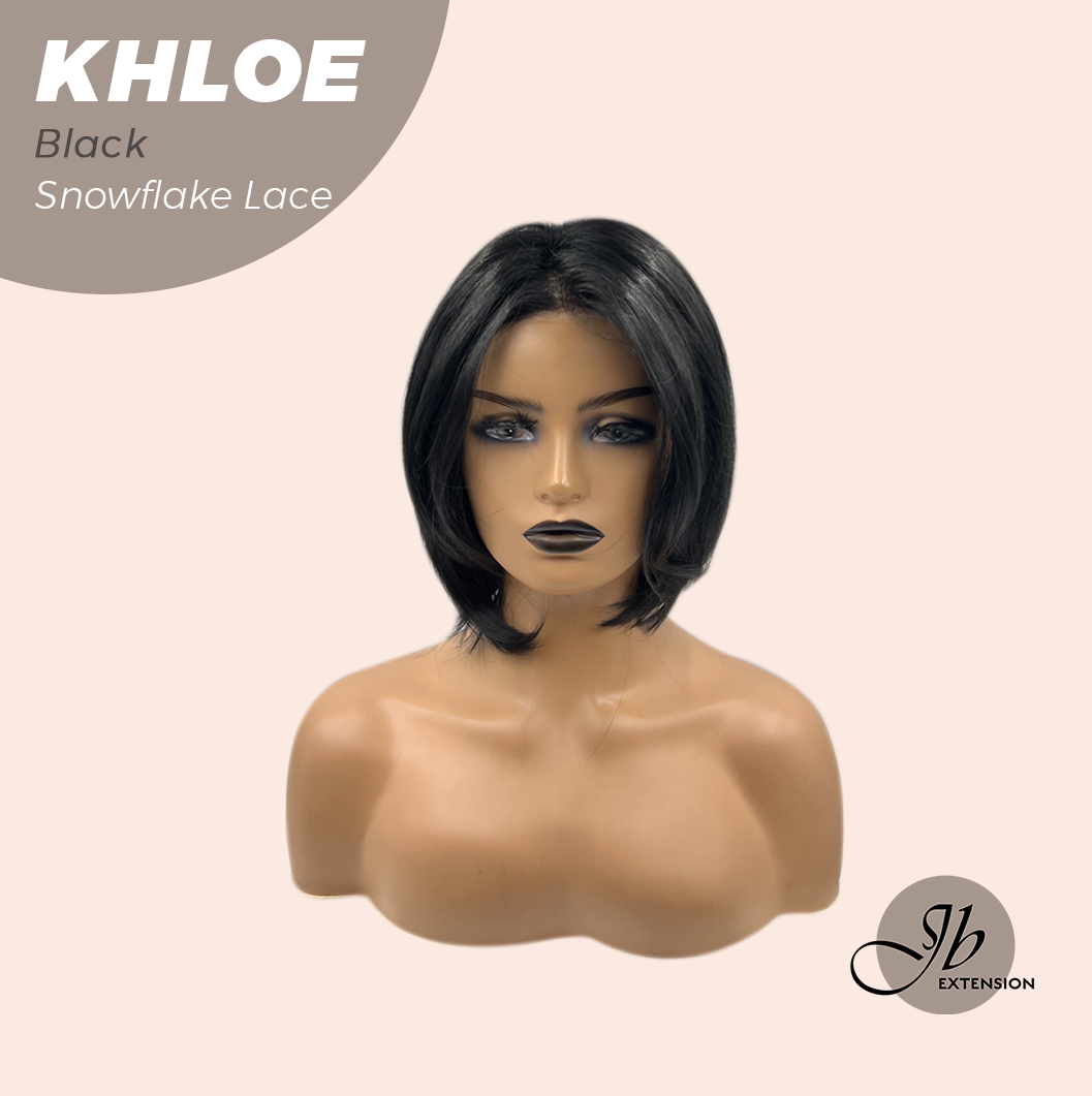 Nichole's Selection -12 Inches Bob Cut Black Pre-Cut Snowflake Lace Frontlace Glueless Wig KHLOE BLACK【PERMATEASE】【BENDY EAR TABS】