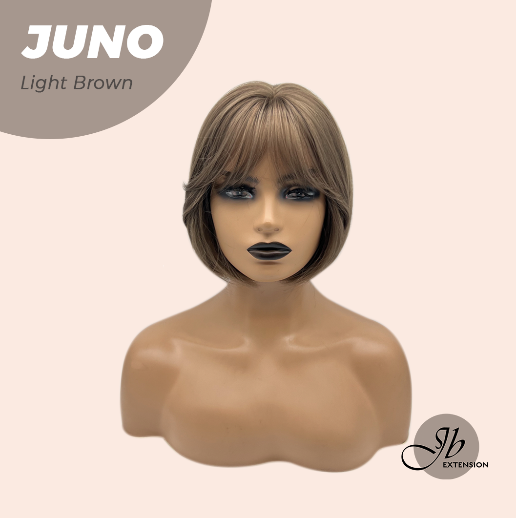 JBEXTENSION 10 Inches Short Light Brown Wig with Bangs JUNO LIGHT BROWN