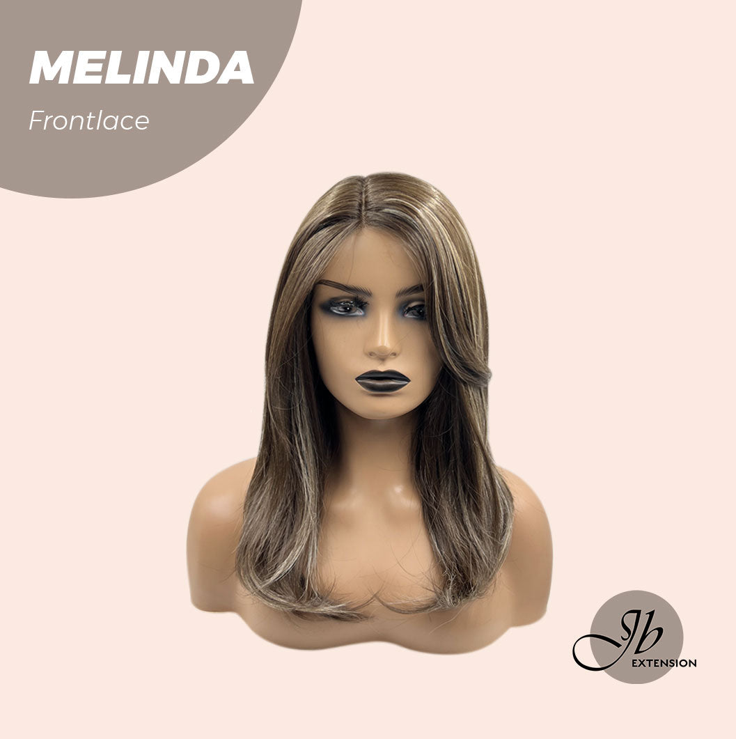 JBEXTENSION 18 Inches Brown With Highlight Pre-Cut Frontlace Glueless Side Part Wig MELINDA