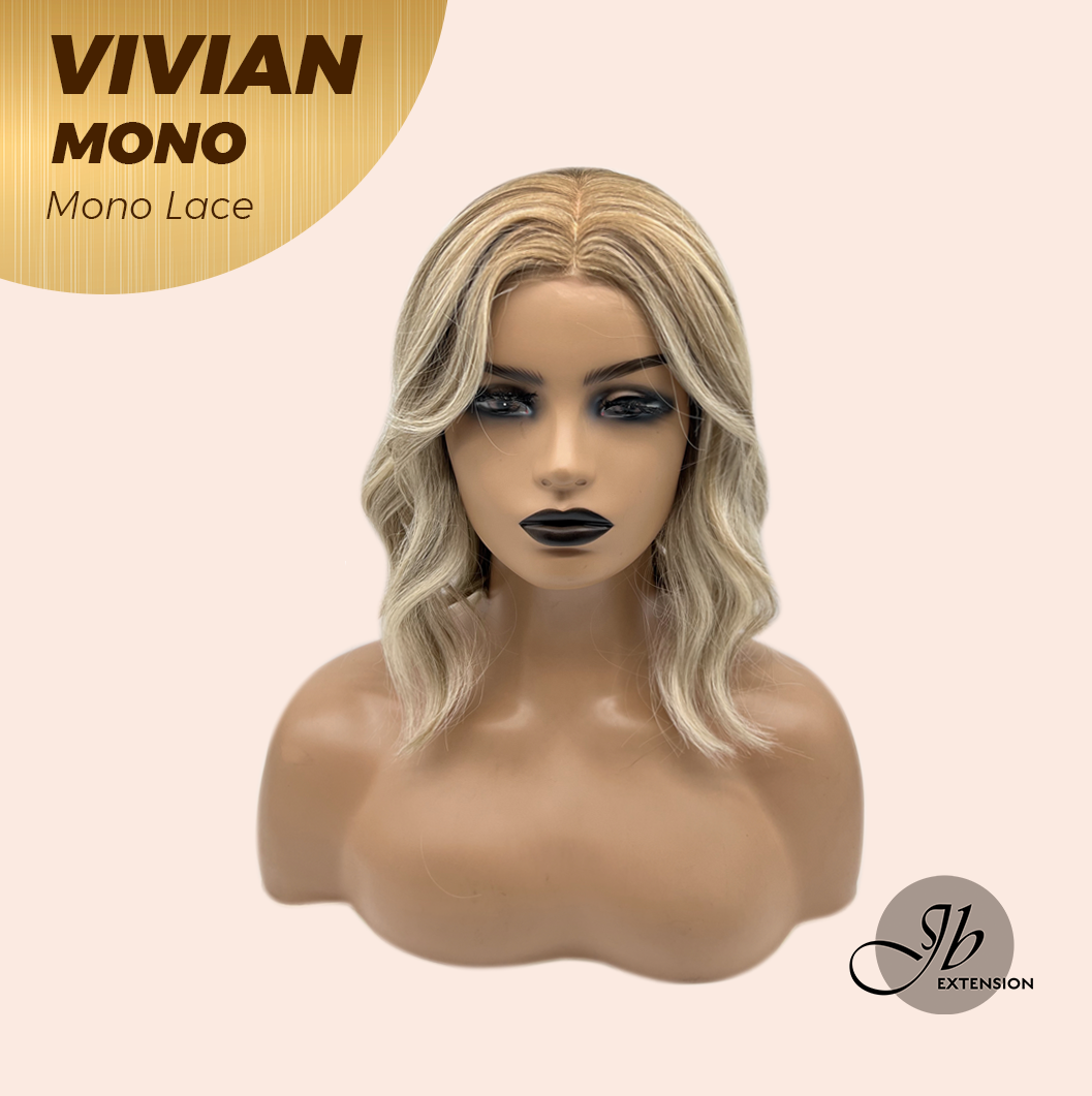 JBEXTENSION VIVIAN MONO Monofilament Handmade Wig 6X5 Full Monofilament Hand Tied Top Wig 12 Inches Blonde Wave Mono Lace Wig With Anti-slip Silicone Strips Glueless Wig VIVIAN MONO【BENDY EAR TABS】