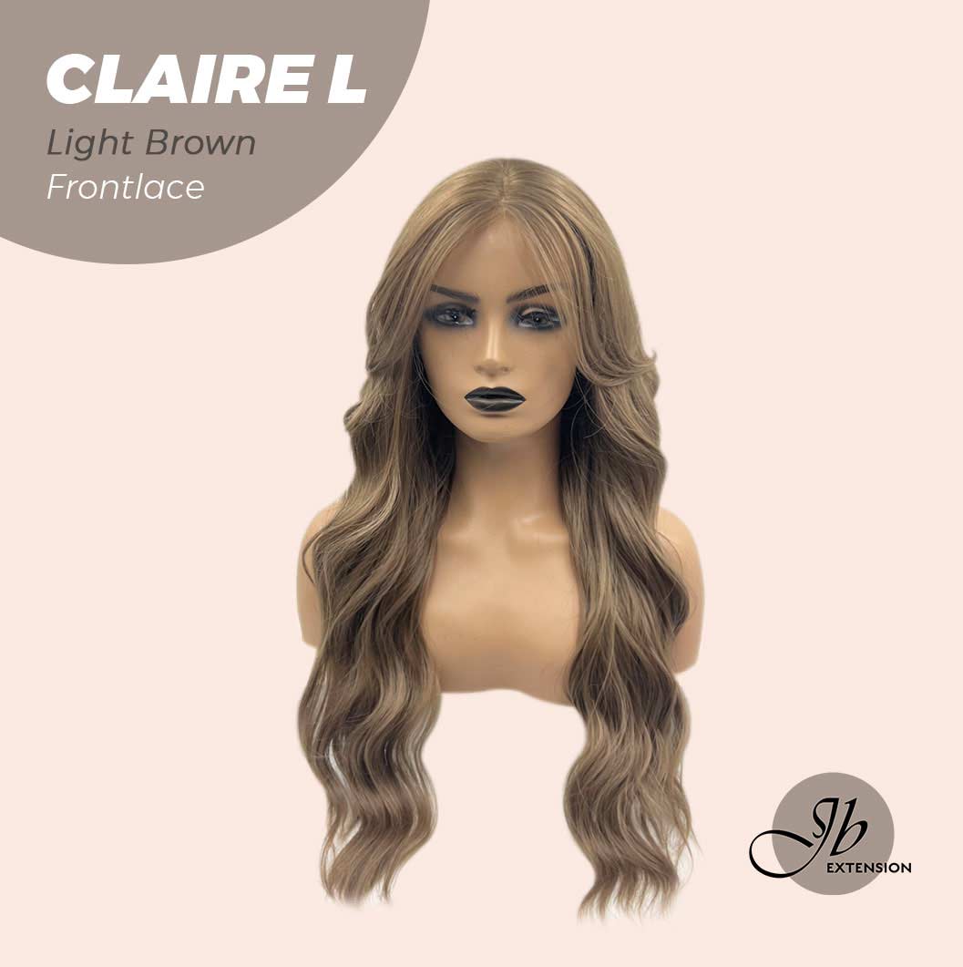 JBEXTENSION 26 Inches Light Brown Body Wave Pre-Cut Frontlace Glueless Wig CLAIRE L LIGHT BROWN