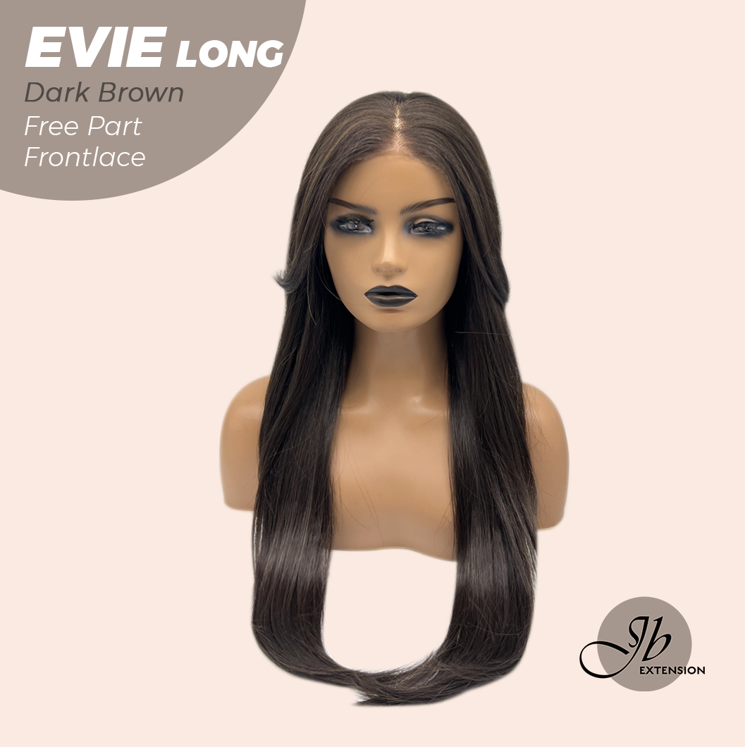 JBEXTENSION 26 Inches Dark Brown Pre-Cut Free Part Frontlace Glueless Wig EVIE LONG