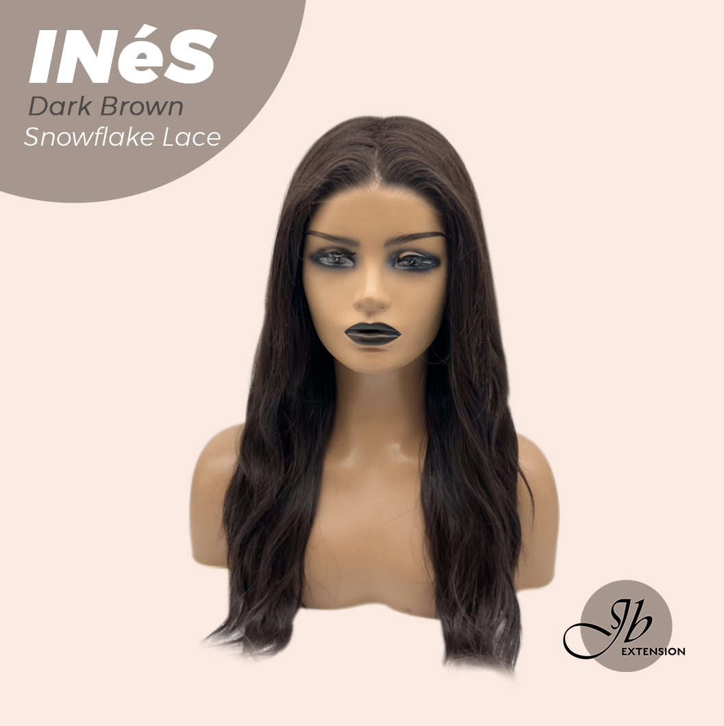JBEXTENSION 22 Inches Dark Brown Pre-Cut Snowflake Lace Frontlace Glueless Wig INéS DARK BROWN【PERMATEASE】【BENDY EAR TABS】- M/L