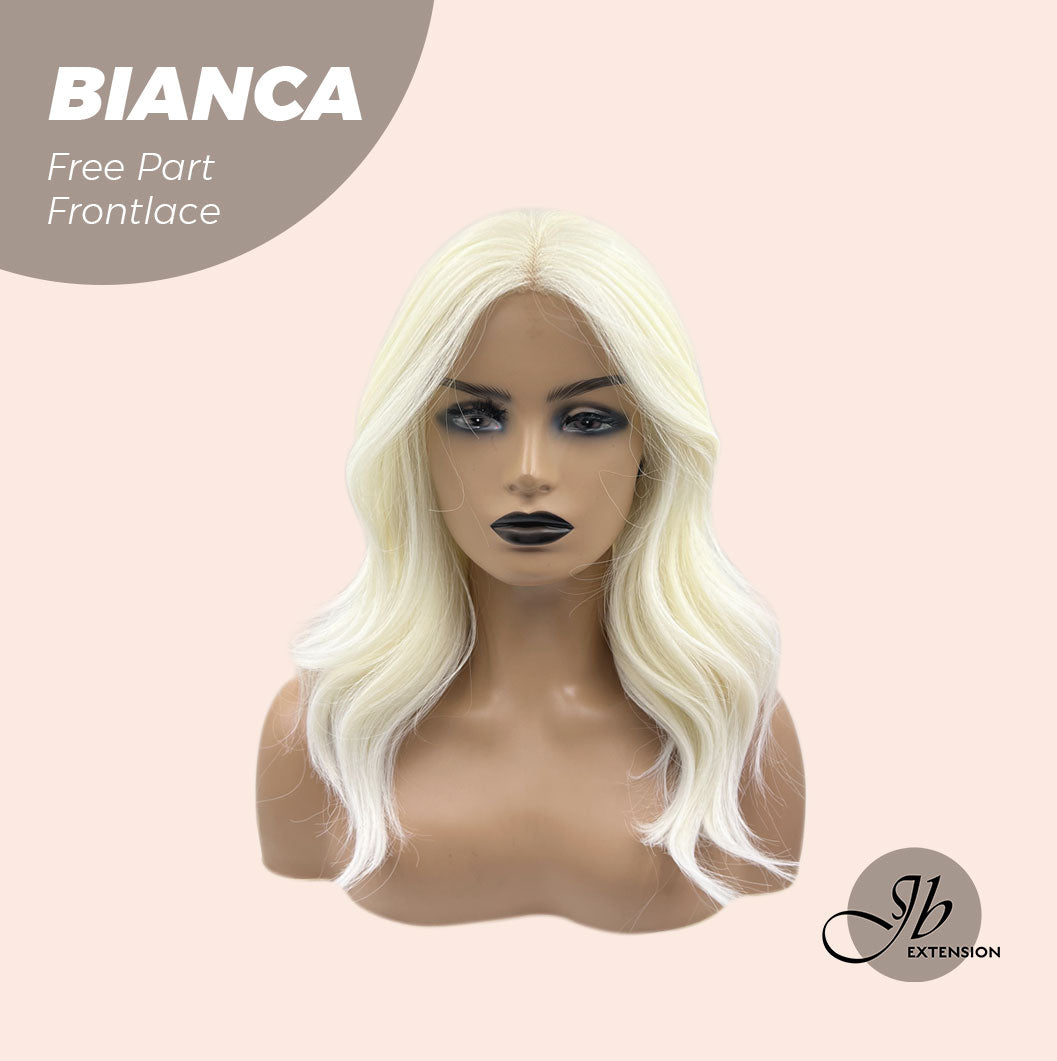 JBEXTENSION 16 Inches Platinum Blonde Wave Free Part Pre-Cut Frontlace Glueless Wig BIANCA