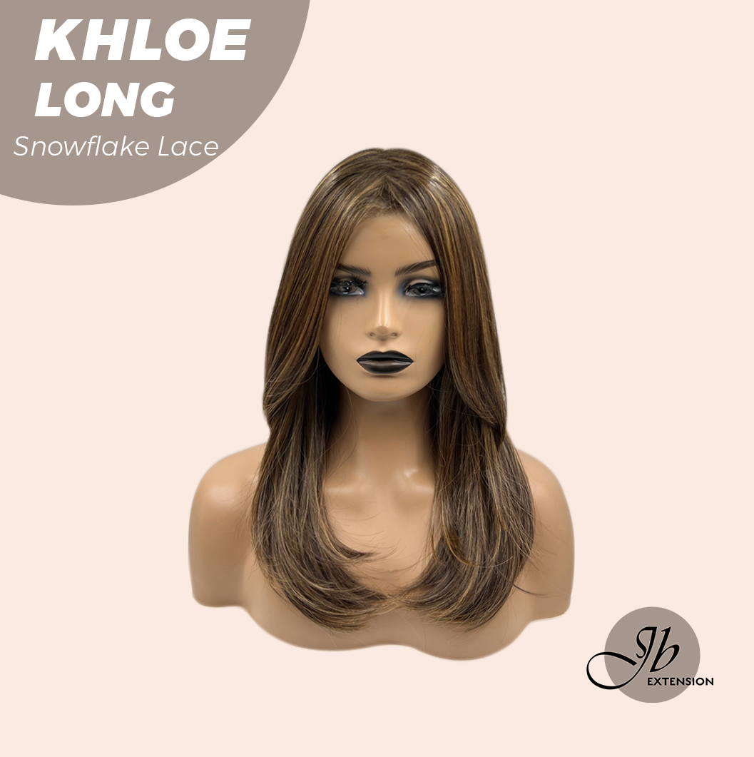 JBEXTENSION 18 Inches Caramel Pre-Cut Snowflake Lace Frontlace Glueless Wig KHLOE LONG【PERMATEASE】【BENDY EAR TABS】