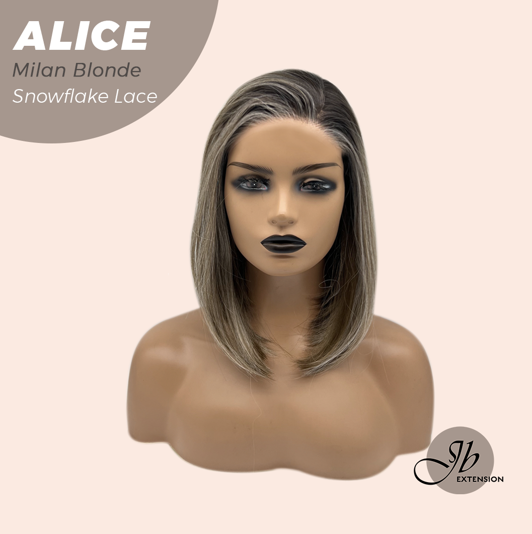 JBEXTENSION 12 Inches Milan Blonde Pre-Cut Side Part Snowflake Lace Frontlace Glueless Wig ALICE MILAN BLONDE【BENDY EAR TABS】- M/L