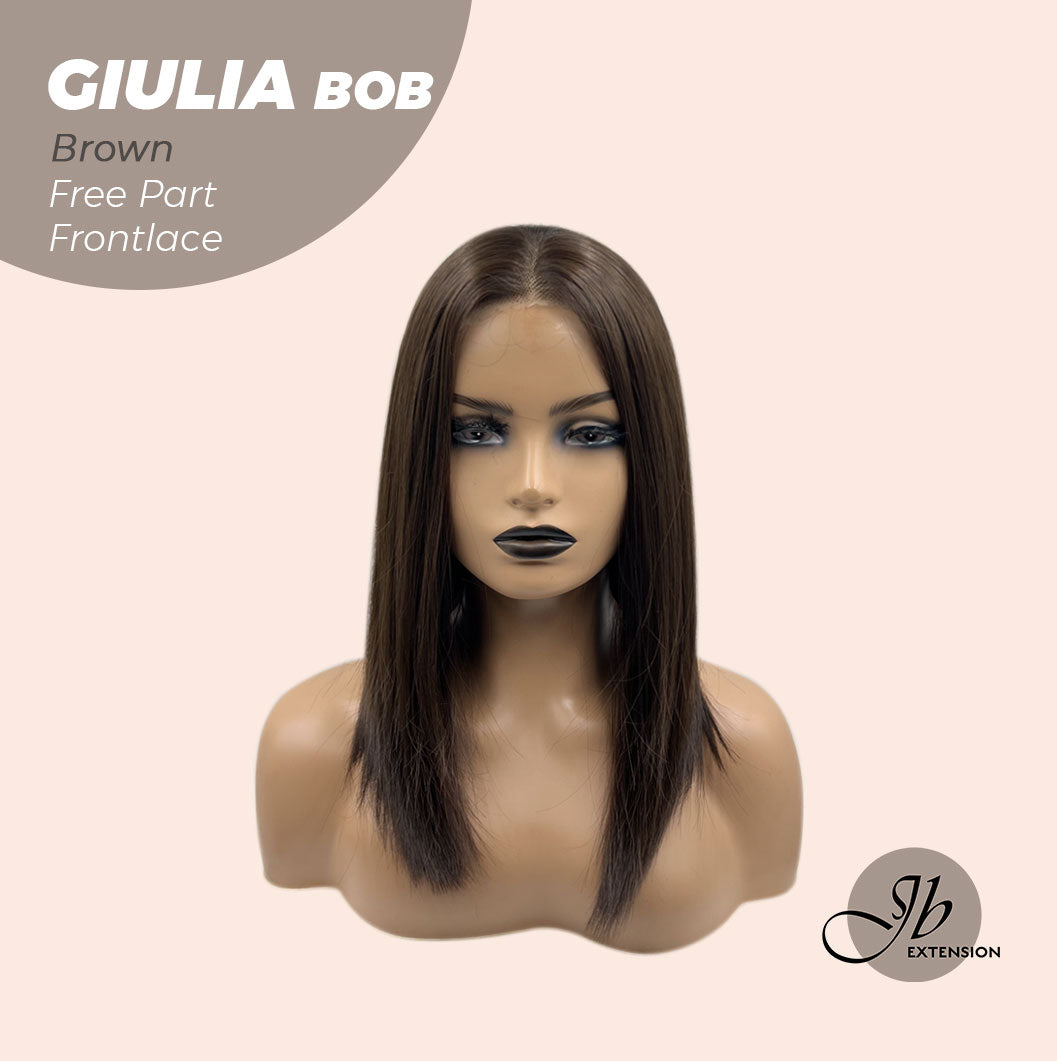 JBEXTENSION 14 Inches Bob Cut Brown Frontlace Glueless Wig GIULIA BOB BROWN (FREE PARTING)