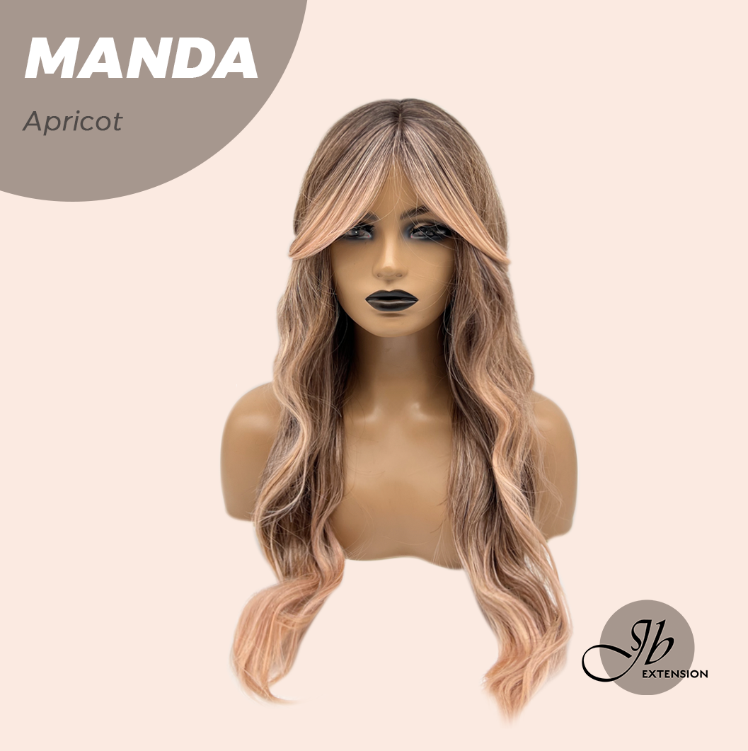 JBEXTENSION 26 Inches Long Apricot Body Wave With Bangs MANDA APRICOT