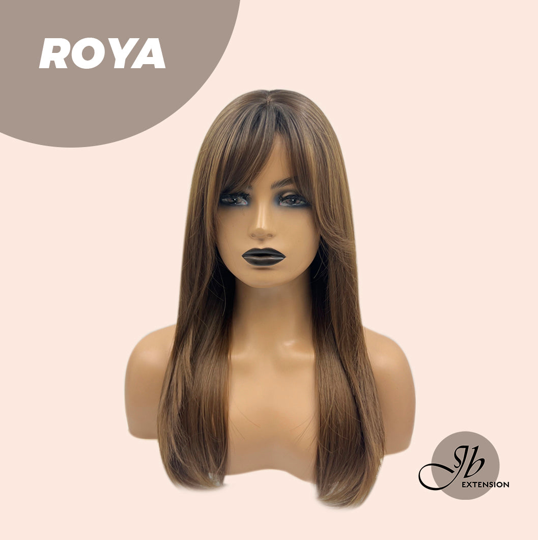 JBEXTENSION 22 Inches Brown With Dark Root With Bangs Wig ROYA