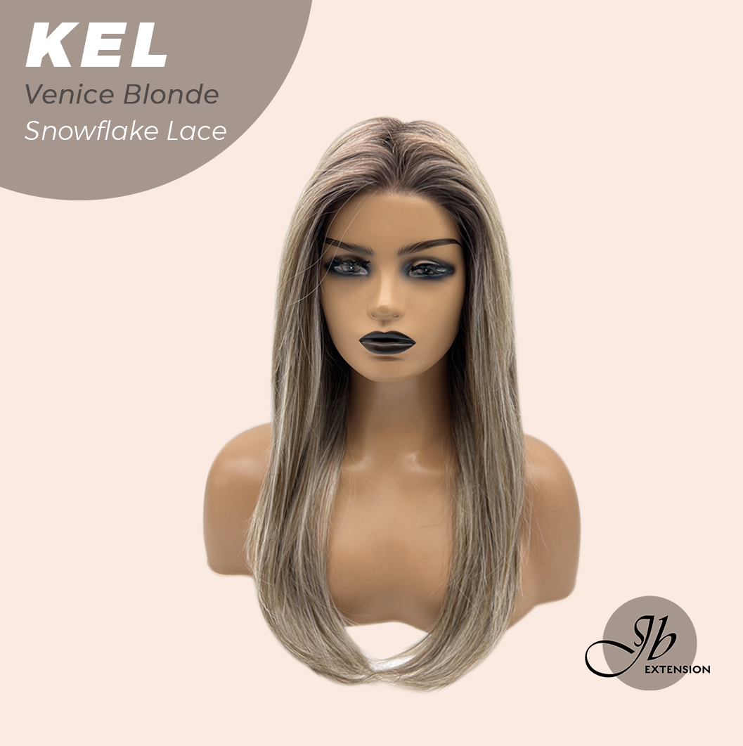 JBEXTENSION 22 Inches Venice Blonde Pre-Cut Snowflake Lace Frontlace Glueless Wig KEL VENICE BLONDE【PERMATEASE】【BENDY EAR TABS】- M/L