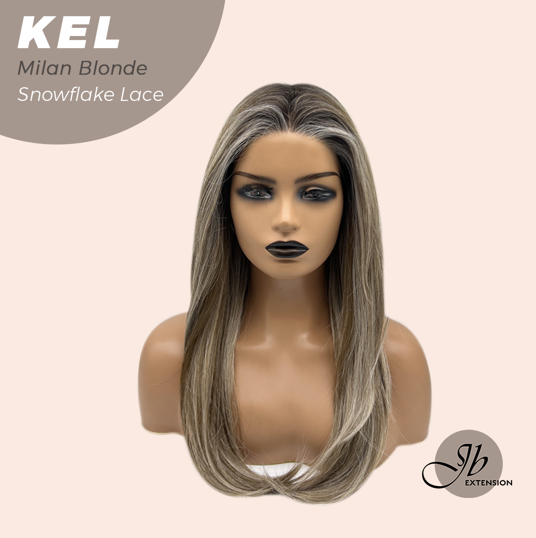 JBEXTENSION 22 Inches Milan Blonde Pre-Cut Snowflake Lace Frontlace Glueless Wig KEL MILAN BLONDE【PERMATEASE】【BENDY EAR TABS】- M/L