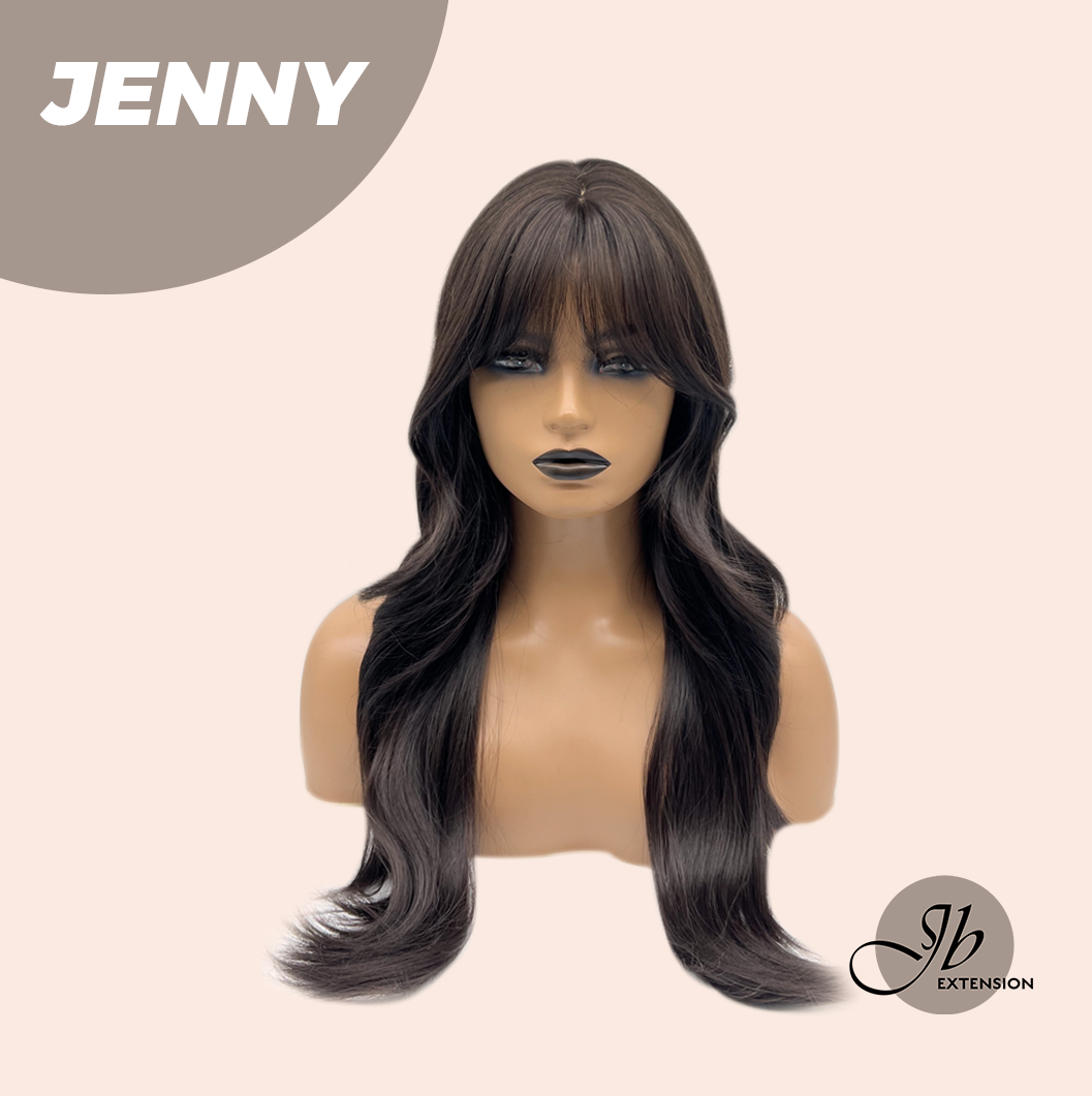 JBEXTENSION 25 Inches Midnight Brown( Black/Brown) Curly Wig with Bangs JENNY