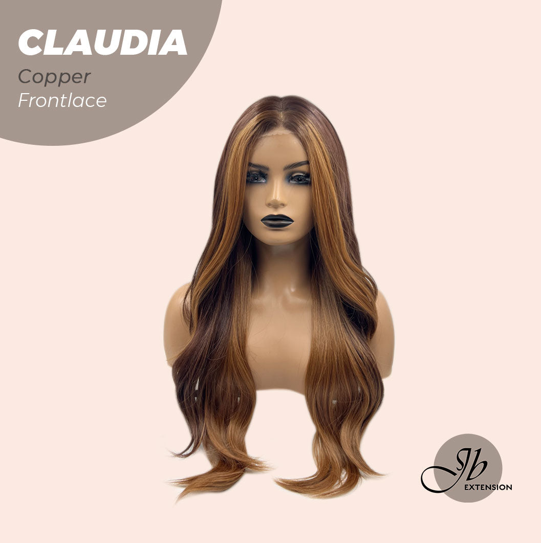 JBEXTENSION 27 Inches Copper Curly Pre-Cut Frontlace Glueless Wig CLAUDIA COPPER