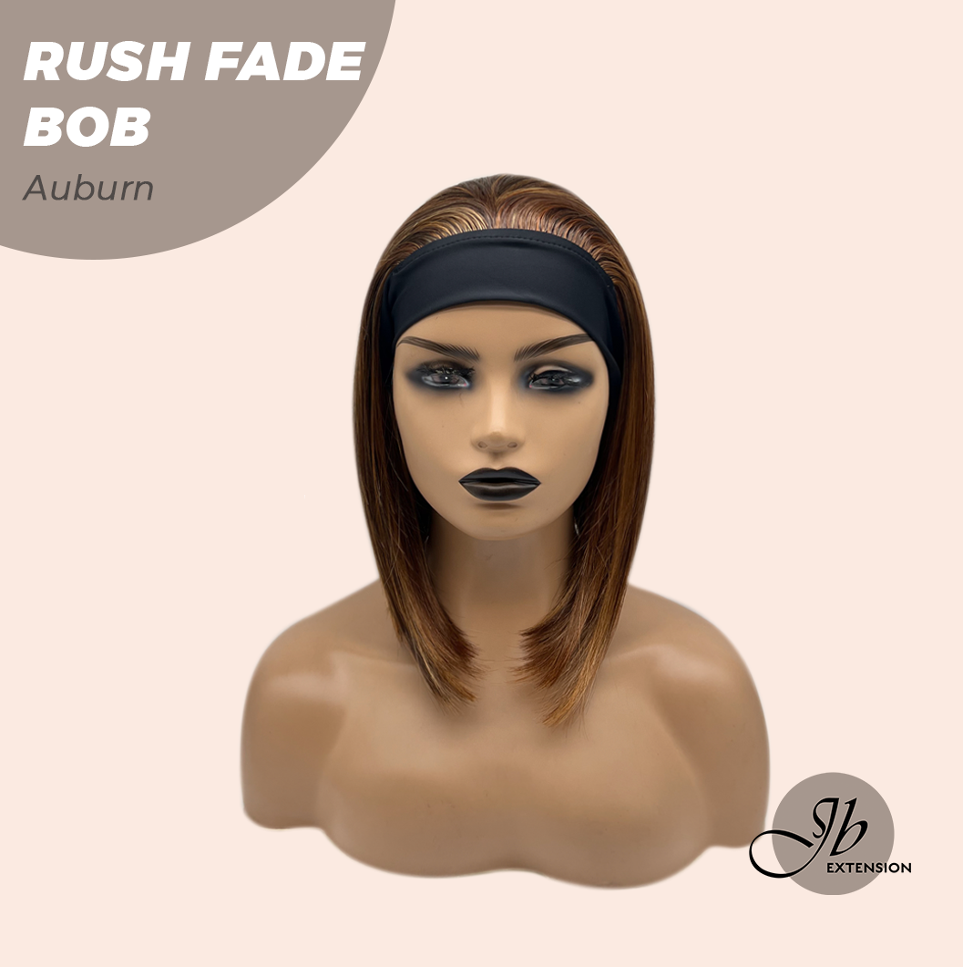 JBEXTENSION 12 Inches Short Hair Auburn Highlight Headband Wig RUSH FADE BOB - AUBURN