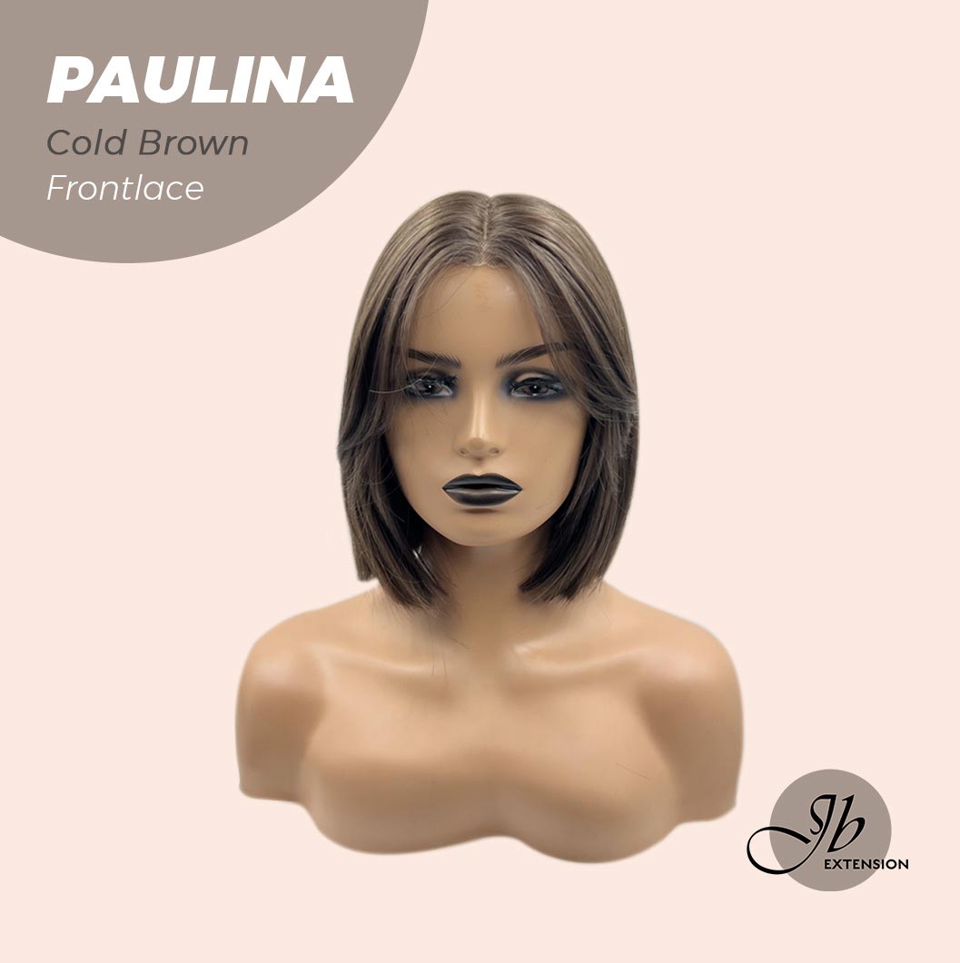 JBEXTENSION 10 Inches Bob Cut Cold Brown Straight Pre-Cut Frontlace Glueless Wig PAULINA COLD BROWN