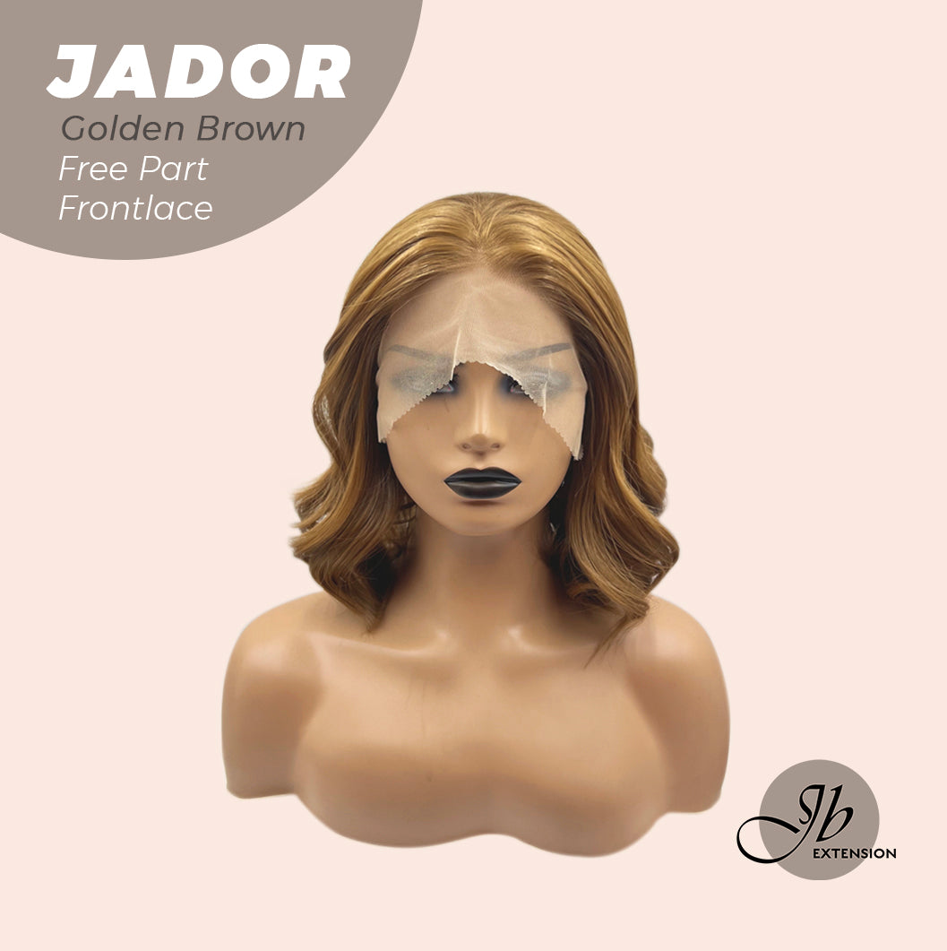 JBEXTENSION 10 Inches Golden Brown Curly Lace Front Wig.Pre Plucked 13*3 HD Transparent Lace Frontal Handmade Futura Fiber Swiss Lace Synthetic Fiber Glueless Wig JADOR GOLDEN BROWN