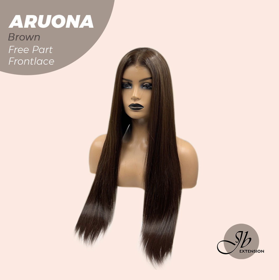 JBEXTENSION 28 Inches Brown Straight 13X3.5 Free Part Pre-Cut Frontlace Glueless Wig ARUONA BROWN