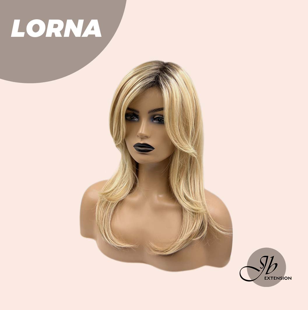 HOT OF SEASON - 18 Inches Blonde Curly Women Fashion Full Machine Wig With Bangs LORNA【PLUS PERMATEASE】【BENDY EAR TABS】