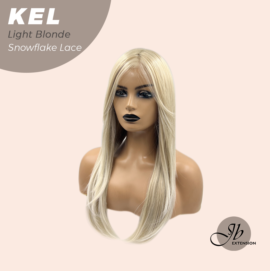 JBEXTENSION 22 Inches Light Blonde Pre-Cut Snowflake Lace Frontlace Glueless Wig KEL LIGHT BLONDE【PERMATEASE】【BENDY EAR TABS】- M/L