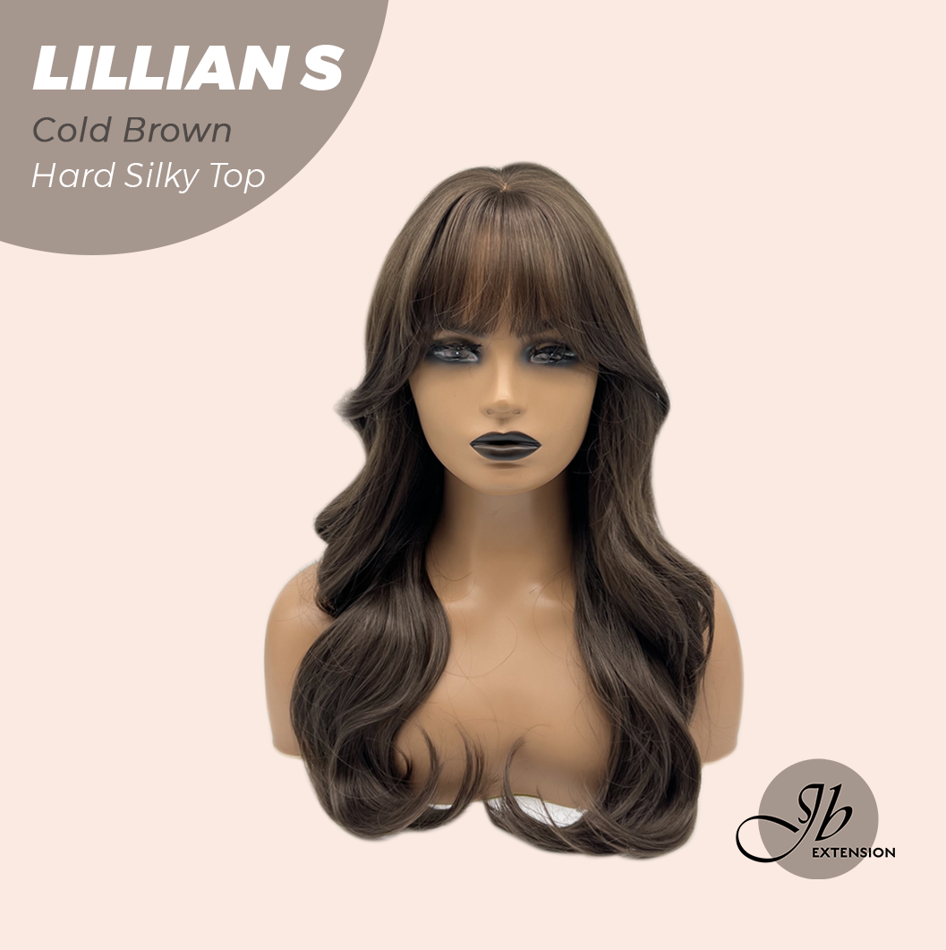 JBEXTENSION 22 Inches Scalpiana Cold Brown Curly 3.5X4 Hard Silky Top Natural Scalp Effect Wig LILLIAN S COLD BROWN