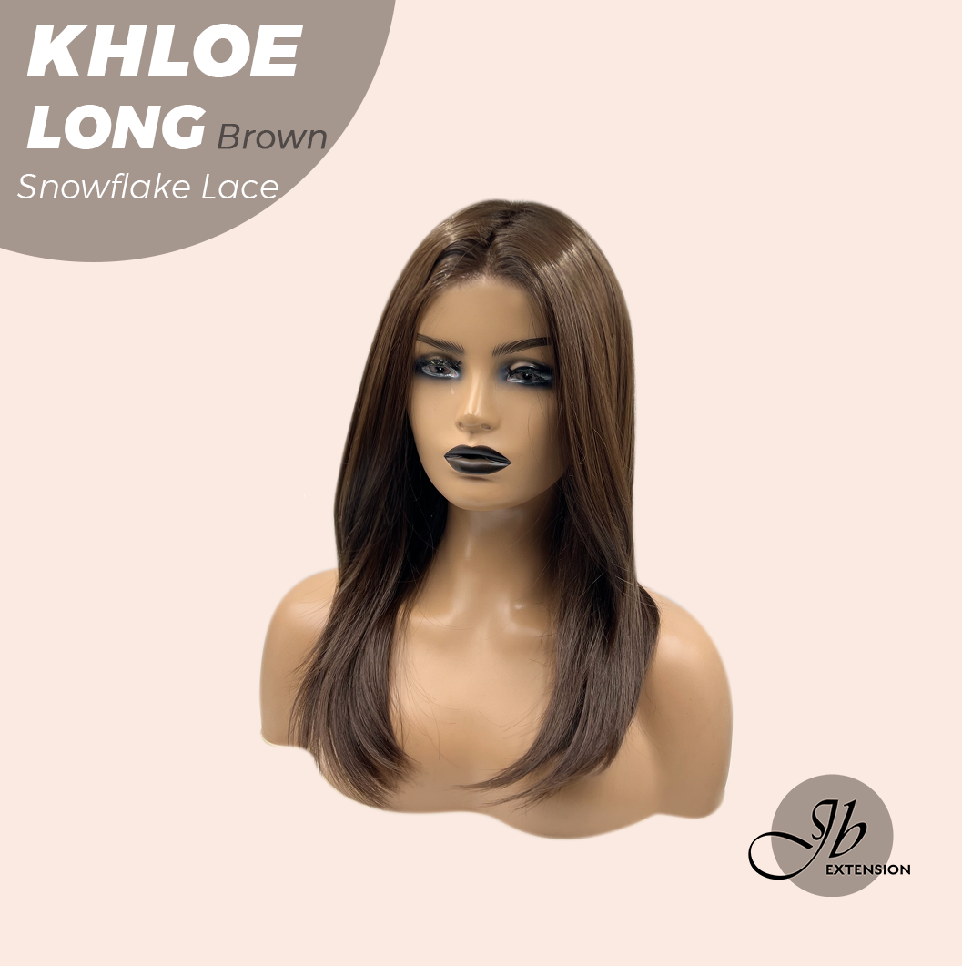 HOT OF SEASON - 18 Inches Brown Pre-Cut Snowflake Lace Frontlace Glueless Wig KHLOE LONG BROWN【PERMATEASE】【BENDY EAR TABS】