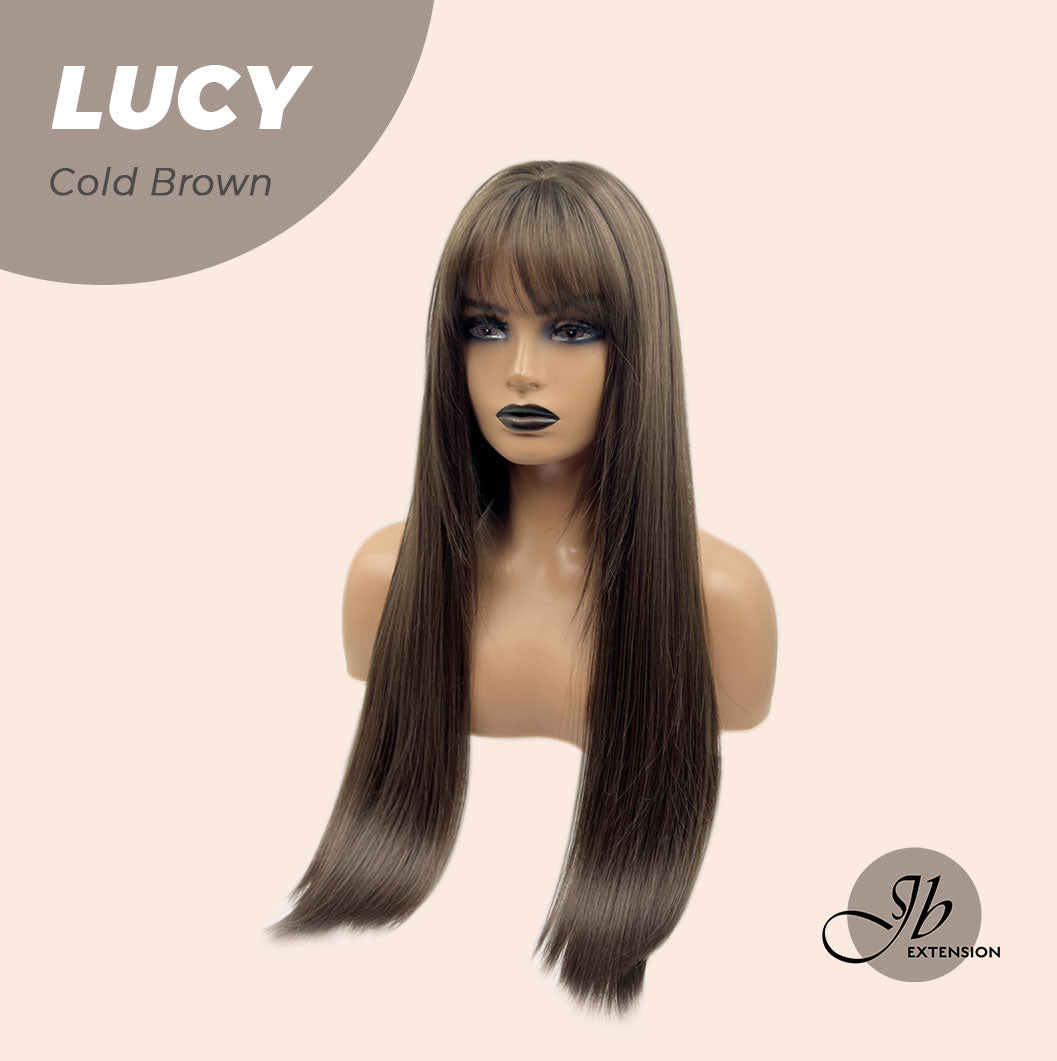 JBEXTENSION 24 Inches Cold Brown Wig With Bangs LUCY COLD BROWN