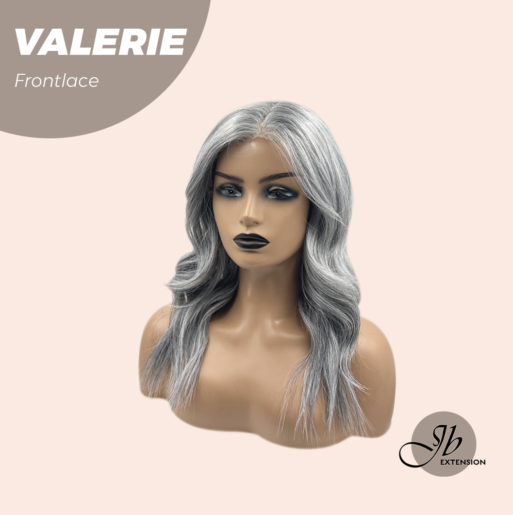 JBEXTENSION 18 Inches Curly Grey Pre-Cut Frontlace Glueless Wig VALERIE