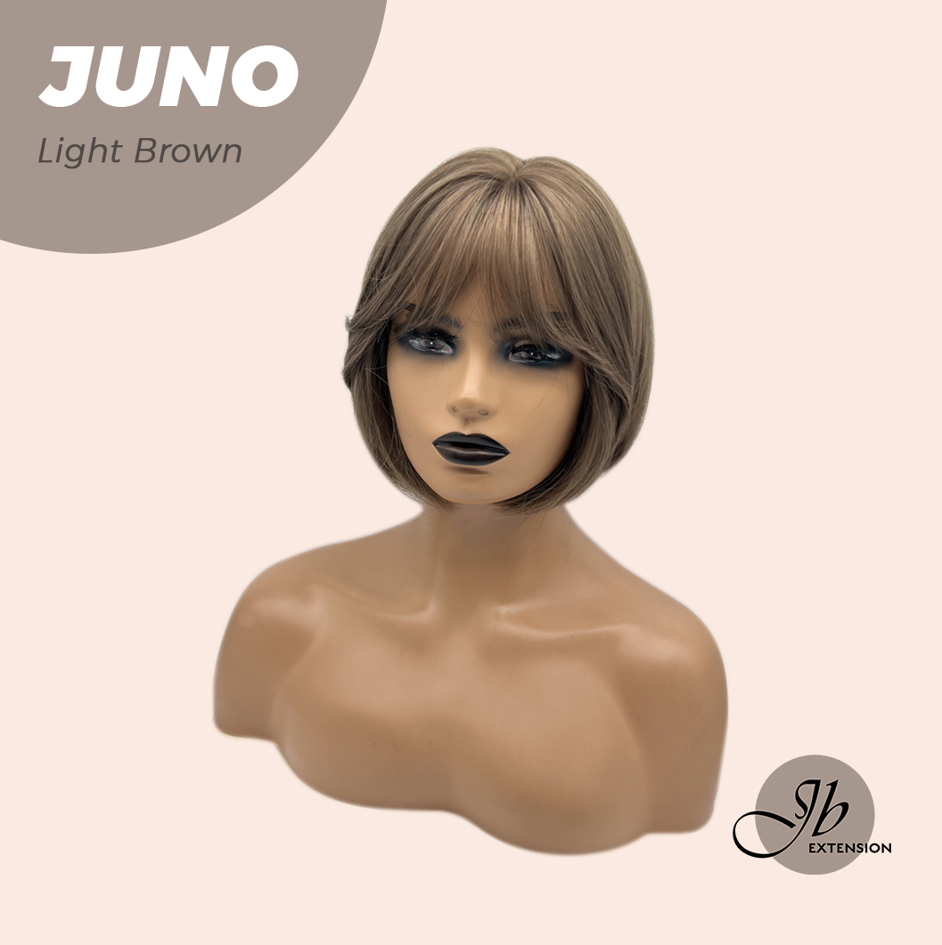 JBEXTENSION 10 Inches Short Light Brown Wig with Bangs JUNO LIGHT BROWN