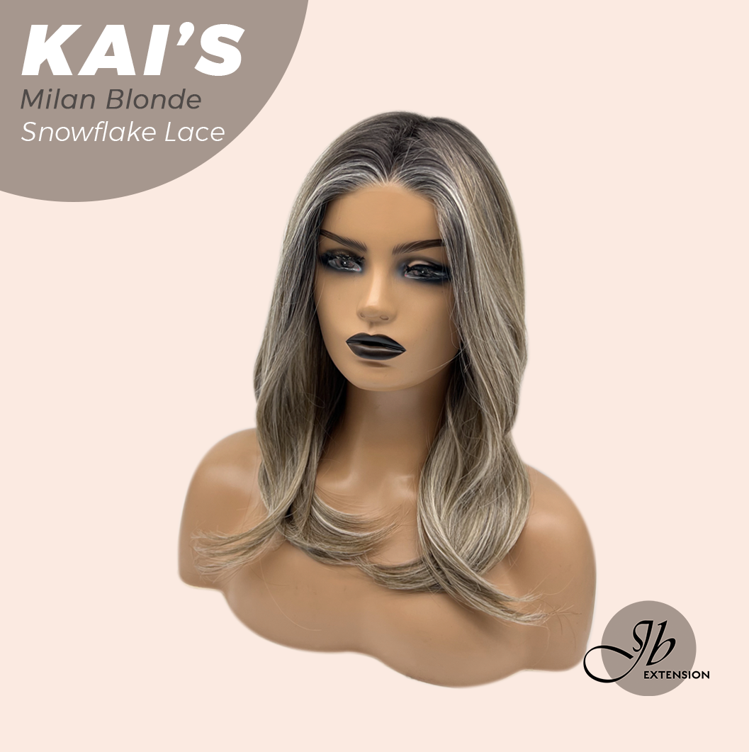 JBEXTENSION 18 Inches Milan Blonde Pre-Cut Snowflake Lace Frontlace Glueless Wig KAI'S MILAN BLONDE【PERMATEASE】【BENDY EAR TABS】- M/L
